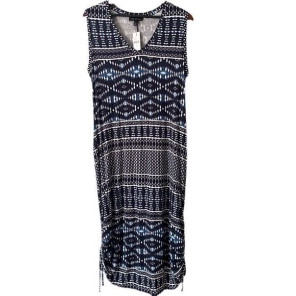 Lane Bryant Geometric Print Side Ruched Maxi Dress - Picture 1 of 8